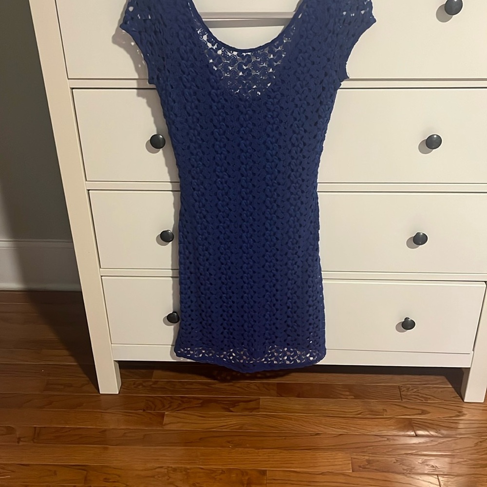 Free People XS Blue Crochet Dress